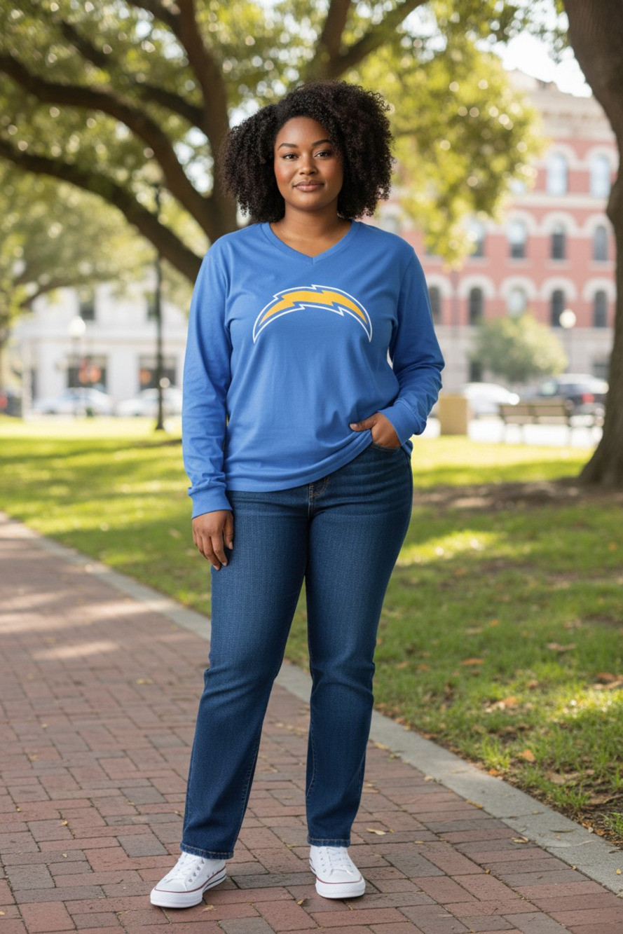 Fanatic Women's Charger( 67 Walsh) Graphic Long Sleeve V-neck T-shirt Size: XL